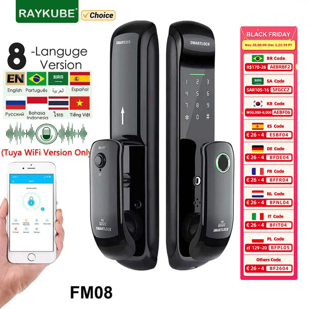 Letter Opener Brass - RAYKUBE FM08 Tuya Wifi inteligentny zamek